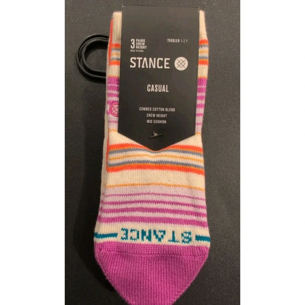 Stance Toddler Socks-Rockford Crew Casual 1-2 Years 3 Pair Pack